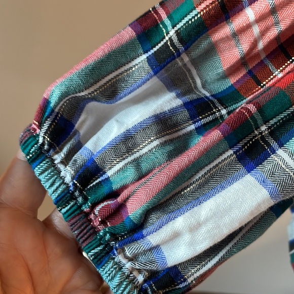 J. Crew women’s plaid pattern blouse top cotton ruffle, metallic accent relax S - Picture 6 of 11